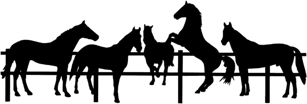Horses in yard panorama vinyl sticker. Customize on line.       Animals Insects Fish 004-0840  